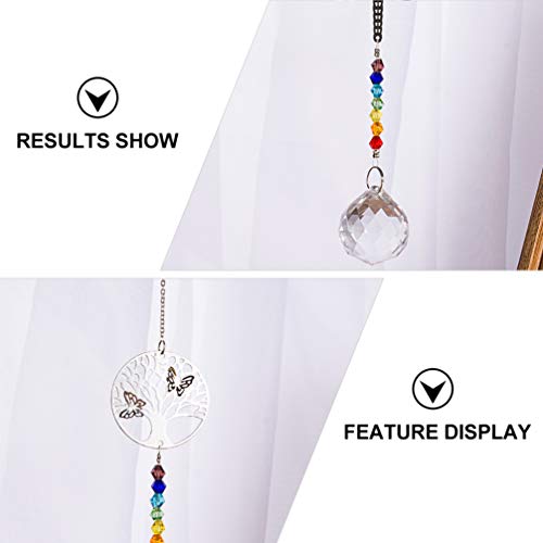 Amosfun 3Pcs Hanging Suncatcher Cristal Coruja Árvore Da Vida Pingente de Libélula Íris Chakra Conta