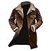 KGKLKAX leather trench coat Western Jackets for Men Vintage Cowboy Suede Jacket Plush Collar Coats Faux Leather Zip Up Casual Retro Tops Winter chamarras vaqueras para hombre Khaki 3XL