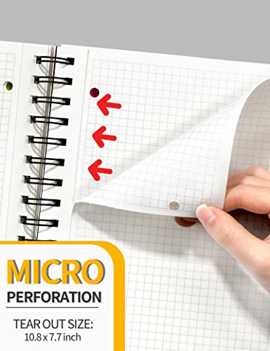 Sunee Graph Paper Notebook - 300 Pages, 5 Subject, 8.2"X10.8", 5 X 5Mm Grid Lines Notebook With 5 Pocket Colored Dividers, 3-Hole Punched Quad Ruled Paper, Black Graphing Spiral Notebooks For Math, Engineering, Writing/Drawing Journals, Home & Office #TOP6