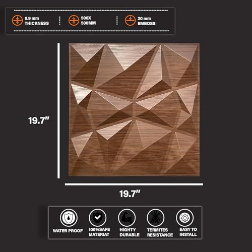 Image of 3D Wood Zigzag PVC Wall Panels for Home, Living Room, cafes (Cover Area 2.7 feet) (50x50 cm)(Wooden)