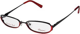 Thalia Encanto For Ladies/Women Designer Full-Rim Shape Flexible Hinges Stainless Steel Two-tone Sleek Eyeglasses/Eyewear 51-16-135, Black/Red