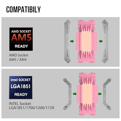 Image of Vetroo V5 CPU Air Cooler with 5 Heat Pipes 120mm FDB PWM Processor Cooling for Intel LGA 1851 /1700 /1200 /115X AMD AM5 /AM4, Addressable RGB Lights Sync - Pink