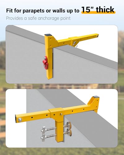 Image of Parapet Adjustable Non-Penetrating Anchor with Dual Locking Knobs, Reusable Parapet Anchor Clamp for Temporary Fall Arrest Anchorage, Fit Parapet Walls Up to 15 inch Thick, Lightweight High Strength