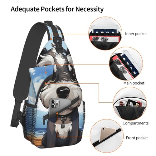 Bolso tipo sling para hombres y mujeres adorable schnauzer miniatura 4