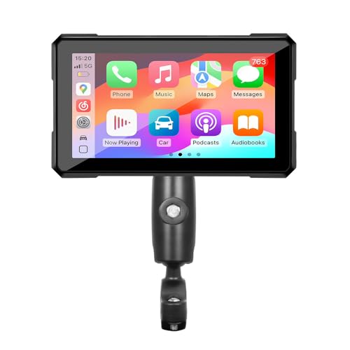 KHDWOB Pantalla CarPlay Inalámbrica para Moto 5″ HD para Aprilia Tuono 660 2020-2024, GPS Moto CarPlay Inalámbrico + Android Auto, Pantalla Táctil Impermeable