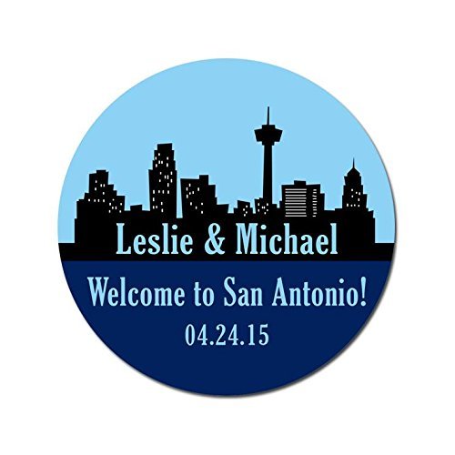 Personalized Customized Wedding Favor Stickers San Antonio Skyline Out Of Town