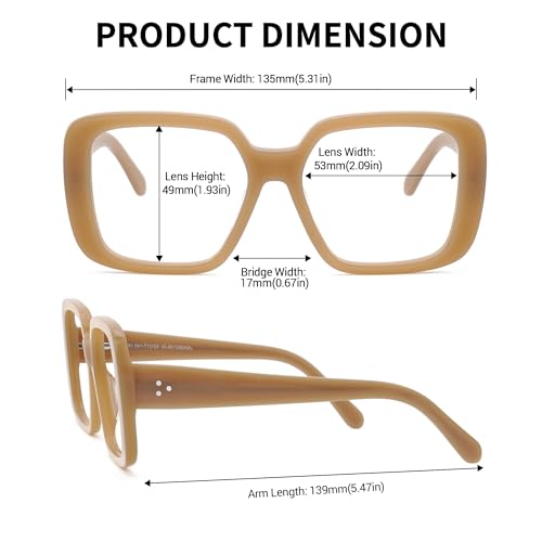 Image of Zeelool Oversized Square Blue Light Blocking Glasses for Women Men JGA962156-04B Yellow