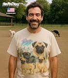 Pug Vintage Tshirt for Dog Mom & Dad 100% Natural Undyed Cotton for Men & Women