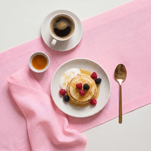 Solino Home Linen Pink Lemonade Table Runner 120 Inches Long - 100% Pure Linen 14 x 120 Inch Table Runner for Spring, Summer - Fete by Solino Home - Image 3