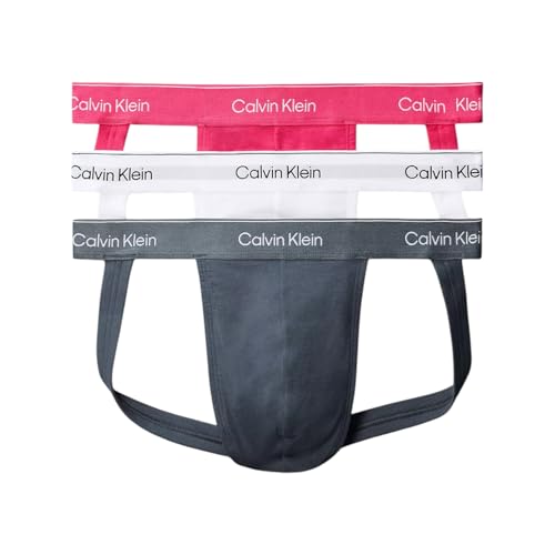 Calvin Klein Men's Icon Cotton Stretch 3-Pack Jock Strap Turbulence Multi Large