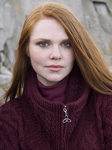 Aran Crafts Women's Irish Cable Knitted Double Collar Coat (100% Merino Wool)4