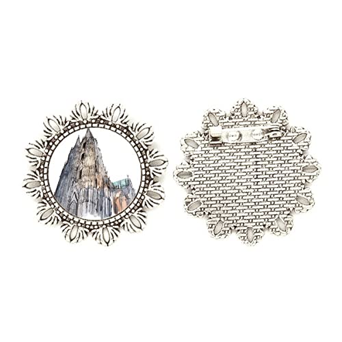 Broche de plata acabado artesanal flor de Colonia joyería fina medium