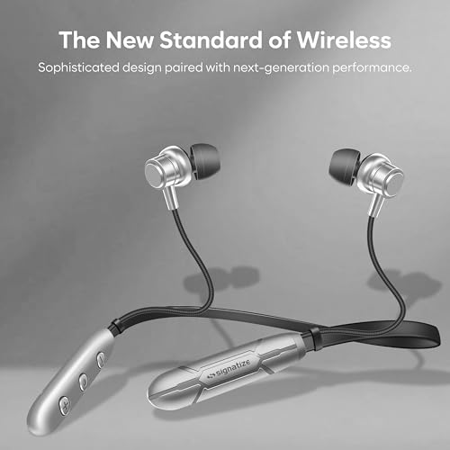 Image of Bluetooth Neckband Earphones, Bluetooth V5.4, 25+ Hours Playtime, C-Type Fast Charging Port, Multi-Function Integrated Controls, Silver