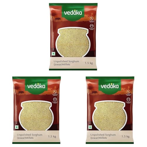 Image of Amazon Brand - Vedaka Unpolished Sorghum Millets | 1.5 Kg | Jowar /Great Millet /Bili Jola /Jonnalu /Cholam (Pack of 3)