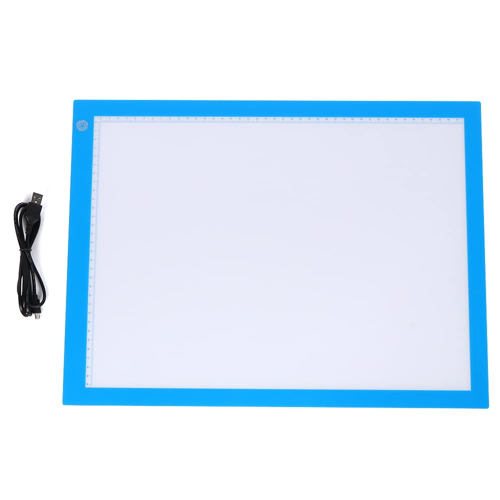 Tappetino luminoso a LED ultrasottile per tracciare, disegnare, fare schizzi, con protezione per gli occhi, illuminazione uniforme, per artisti, designer, artigiani, (Dimmerazione blu a tre