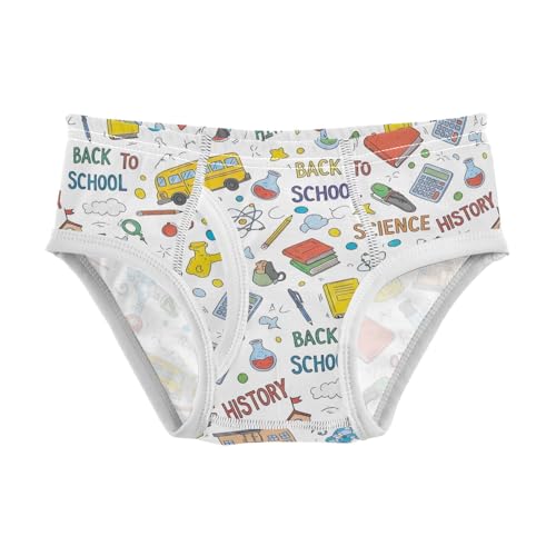 CHIFIGNO Cute School Doodles White Boys Briefs Cotton Boys' Underwear Soft Printed Briefs Underwear