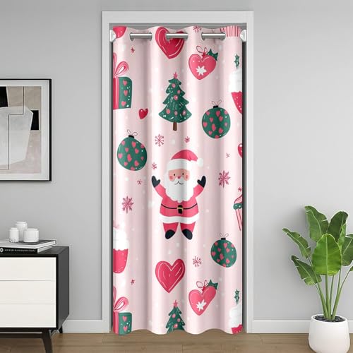 Homemissing Joyeux Noël Rideau Occultant Père Noël Rideau de Porte 86x203cm pour Garçons Filles Flocon de Neige Rideaux Interieur Salon Chambre Cadeau de...