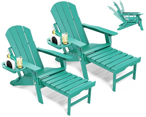 NAVINE Adjustable Adirondack Chair with Retractable Ottoman Set of 2,