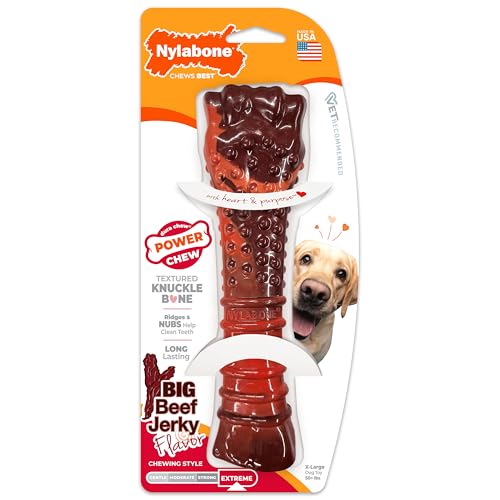 Strukturierter Nylabone Dura Chew Rindfleisch-Jerky-Power-Chew – Kauknochen für extrem stark kauende Hunde - XL-Größe – für Hunde bis 23 kg +