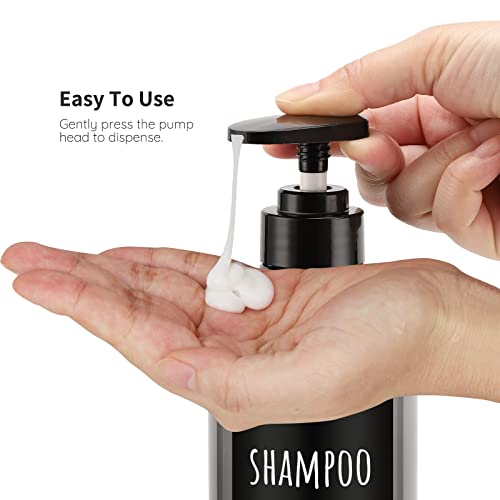 Image of Segbeauty Shower Bottles Refillable, 3pcs 16.9oz /500ml Liquid Dispenser with Labels, Empty Plastic Lotion Pump Press Bottles for Shampoo, Conditioner, Body Soap, Hand Soap, Bathroom, Hotel - Gray