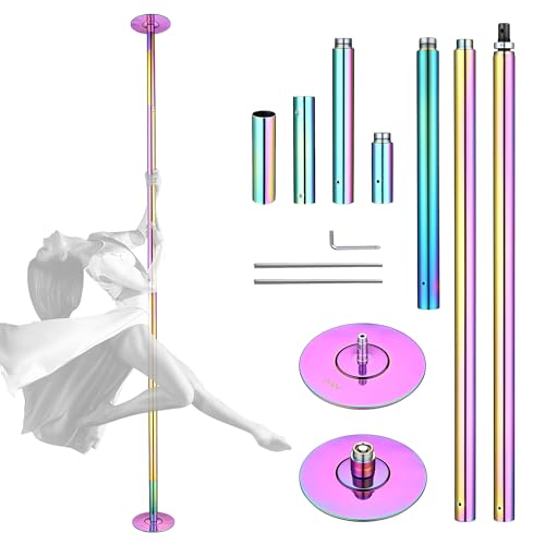AW 10.8 FT 45mm Dance Pole Kit Static Spinning Strip Pole with Extensions for Home Gym Party Club Exercise Fitness Colorful, Max Load 1102 Lbs