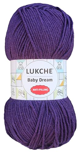 Image of Baby Dream Soft Yarn - 100% Acrylic, Premium Anti-Pilling, 3.5 oz (100g), 273 yds - Soft Yarn for Crochet and Knitting Projects (Purple, 1 Skein)