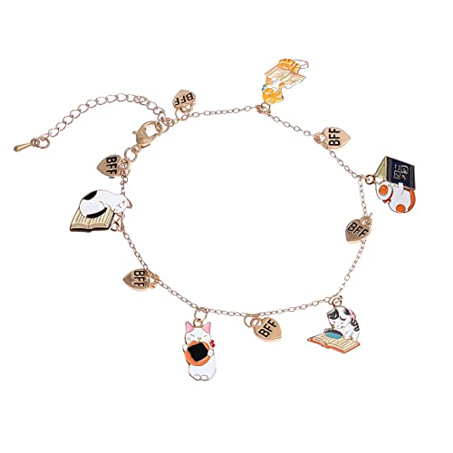 Yymsen 15 Pcs Alloy Enamel Cat Charms Pendants 5 Styles Cute Cat Charms Reading Playing Chatting Cat Animal Charm For Earring Bracelet Necklace Jewelry Making Supplies Craft（Reading Cat） #TOP5