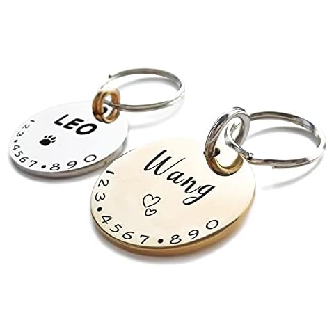 Cats Dogs ID Tags Personalized Lovely Symbols Pets Collar Name Accessories Simple Custom Engraved Products for Extra Small Four Legged Child Necklace Chain Anti-Lost Shiny Stainless Steel Charm Cover