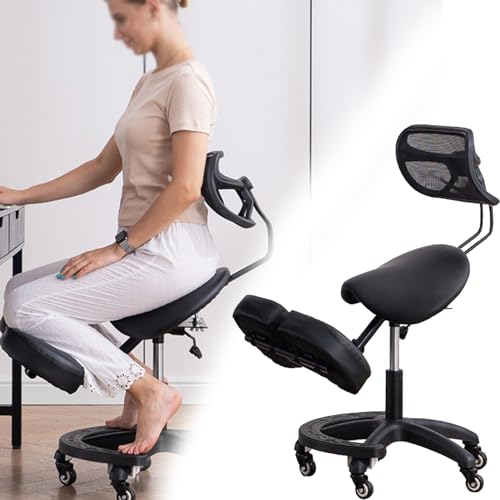 TUJOBA Modern Ergonomic Saddle Seat Kneeling Chair with...