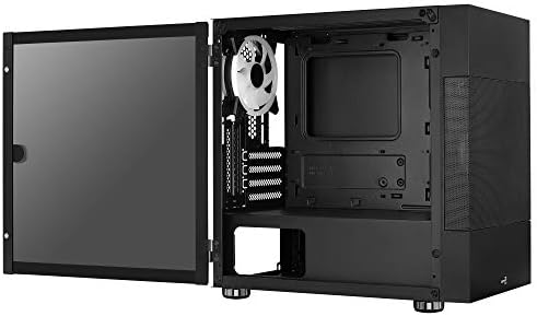 Aerocool Atomic ARGB Mini Tower PC Gaming Case with Temered Glass Window, 2 x ARGB Fans, 2 x USB 3.0, Supports Micro-ATX/Mini-ITX, Black ATOMICBK