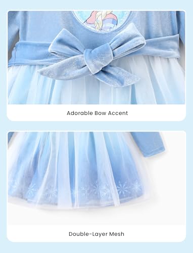 Image of Disney Princess Frozen Elsa Minnie Stitch Toddler Girl Tulle Tutu Dress Ruffle Sleeve Mesh Summer Birthday Party Clothes 2-9Y