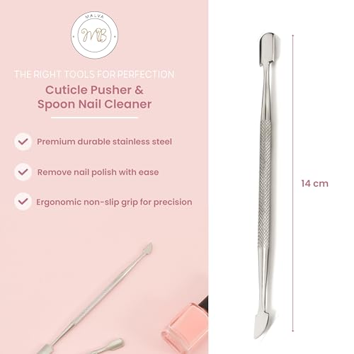 Malva Belle Best Cuticle Pusher And Spoon Nail Cleaner, Professional Stainless Steel Cuticle Remover, Cutter And Trimmer Manicure And Pedicure Tool For Fingernail And Toenail... - Image 3