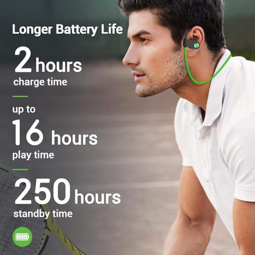 Image of Bluetooth Headphones, Bluetooth 5.3 IPX7 Waterproof Wireless Sports Earbuds for Workout Gym, 16 Hrs Playtime Running Headphones with Noise Cancelling Mic, HiFi Bass Stereo in-Ear Earphones