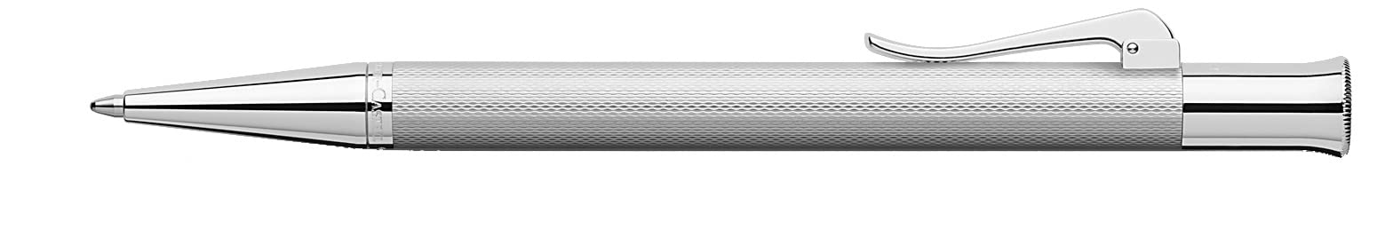 Graf von Faber-Castell 146534 Bolígrafo Guilloche, bañado en rodio | Cuerpo metálico guilloché con piezas metálicas rodiadas y recambio de gran capacidad B apto para documentos