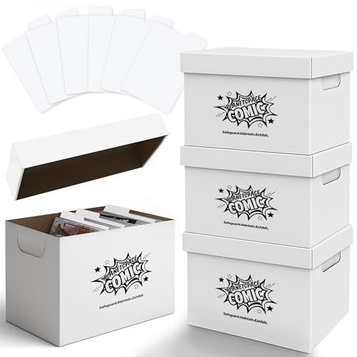PlanetSpace Comic Book Storage Box | 3 Boxes with 6 Dividers (Each Box Stores Up to 175 Comics) -...
