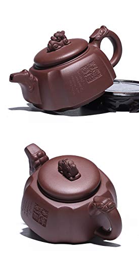 Yixing Clay Teapot 10Oz Zisha Tea Pot Chinese Dragon Kungfu Tea Set Kettle (Purple Mud) #TOP6