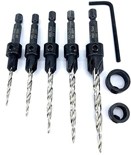 Ftg Usa Wood Countersink Drill Bit Set 5 Pc Countersink Drill Bit #4#6#8#10#12 Countersink Bit For Woodworking #TOP6