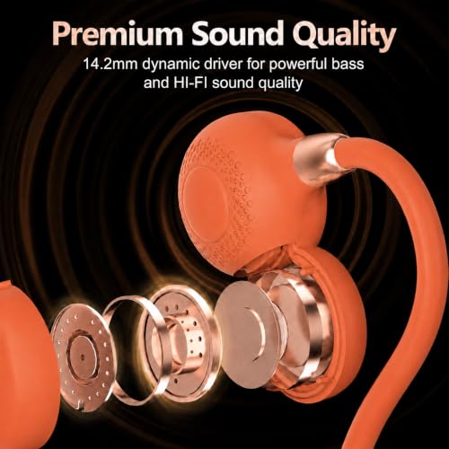 Image of Ortizan Open Ear Headphones, Bluetooth 5.3 Wireless Air Conduction Headphones Sport Earbuds, Premium Sound, IPX6 Waterproof, Clear Call, 19g Lightweight Earphones for Running Cycling Workouts (Orange)