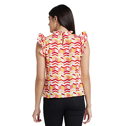 Image of Globus Women Blue Self Design Square Neck Fitted Top