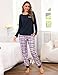 Leversic Schlafanzug Damen Lang Kariert Zweiteiliger Pyjama Set, Rundhals Oberteil und Schlafanzughose Loungewear Hausanzug Baumwolle Nachtwäsche, 1077-Navy, M