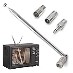 Dab FM Radio Aerial, 75 Ohm FM Indoor Antenna 7-Sections Telescopic Aerial F Type Male Plug Connector with 3 Adapters Portable Radio Antenna for Tuner Stereo Table Top TV HiFi AV Receiver Mini System