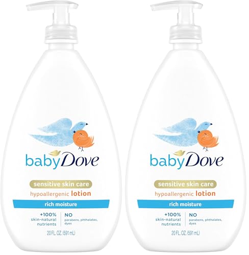 Image of Baby Dove Sensitive Skin Care Body Lotion For Delicate Baby Skin Rich Moisture With 24-Hour Moisturizer, 20 fl oz (Package May Vary) (Pack of 2)