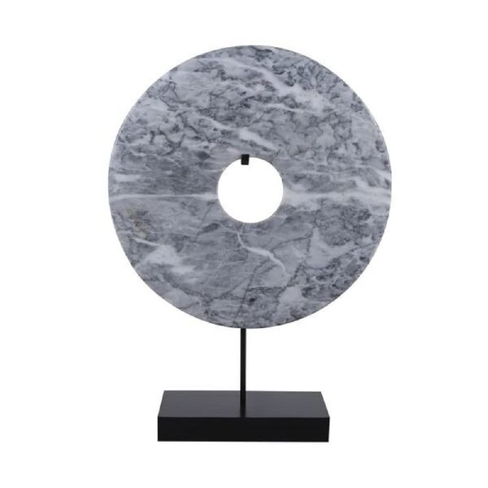 Lily’s LivingAM8155M-MB Jade Disk Base, 16 Inch Tall, Marble Grey Outdoor-Statues
