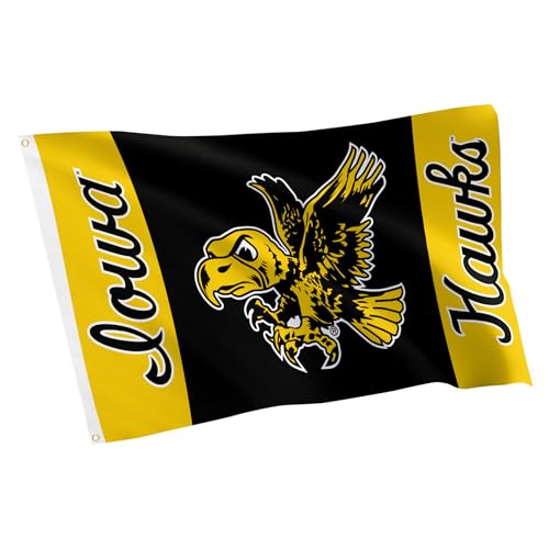 Desert Cactus University of Iowa Flag - 3 x 5 Feet Iowa Hawkeyes Banner Indoor/Outdoor Durable Fabric Display (Style Vintage E1)