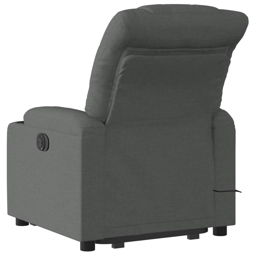 Sillón elevador eléctrico reclinable con masaje de 6 puntos, color gris oscuro, tejido para ancianos y adultos, función de elevación y vibración, cómodo asiento acolchado