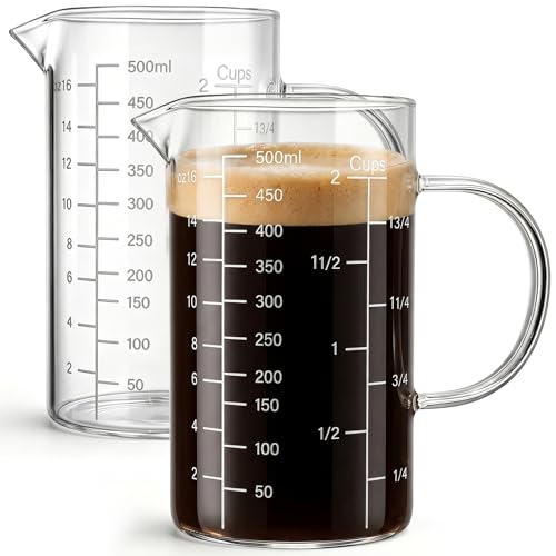 2 Pack de vasos medidores de vidrio 500ML miniatura 1