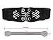 uxcell Women Elastic Cinch Belt Metal Buckle Flower Decor Leather Width 2.4 Inches Black-1 L