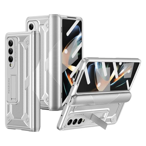Étui Galaxy Z Fold 4 argent rigide pliable avec fente stylo protège-écran