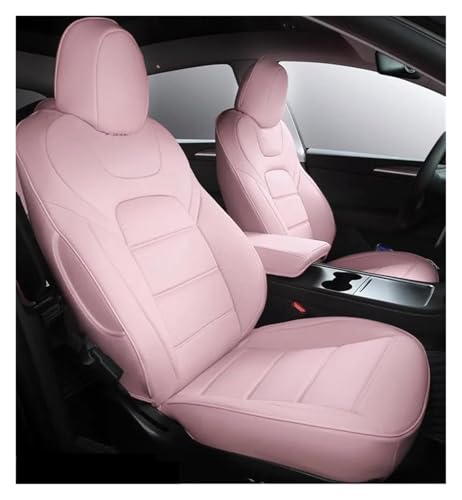 Housse de siège voiture pour Tesla Model Y cuir synthétique rose avec kit complet intérieur