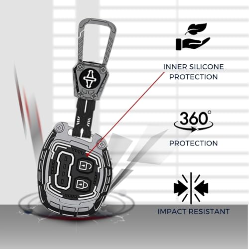 Image of KEYCEPT Metal Armor Key Cover Compatible for Suzuki Swift, Dzire, Ertiga, Baleno, Celerio, WagonR, Fronx, Jimny, Ignis 2 Button Remote Key| Stylish & Durable.